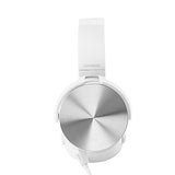 Over Ear Headphone Earphone Headset with Mic Wired Noise Cancellation Modern Metallic Design - White