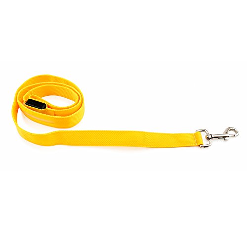 GEARONIC TM LED Glow Collar Dog Pet Flashing Light Night Safety Adjustable Leash Nylon Collar - Yellow