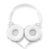 Over Ear Headphone Earphone Headset with Mic Wired Noise Cancellation Modern Metallic Design - White