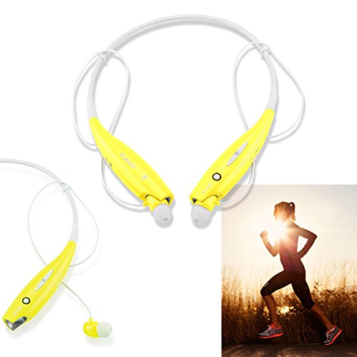 GEARONIC TM Wireless Sport Stereo Headset Bluetooth Earphone Headphone Compatible with Android or iPhone - Yellow