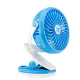 Portable Stroller Table Fan Rechargeable Battery USB Mini Battery Operated Clip on Mini Desk Fan For Home Office Baby Stroller Car Laptop Study Gym Camping Tent - Blue