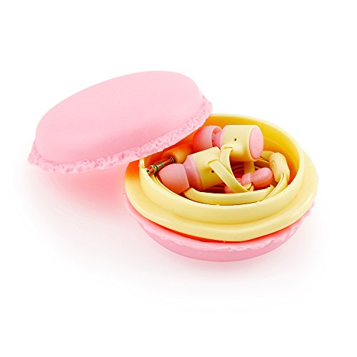 GEARONIC TM Cute 3.5mm in Ear Earphones Earbuds Headset with Macaroon Ear Buds Organizer Box Case for iPhone,for Samsung,for Mp3 iPod Pc Music - Pink