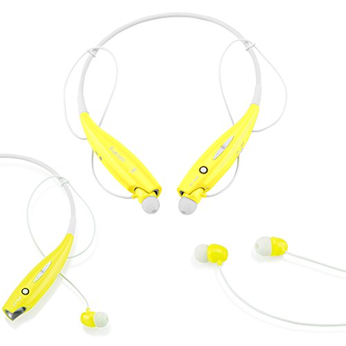 GEARONIC TM Wireless Sport Stereo Headset Bluetooth Earphone Headphone Compatible with Android or iPhone - Yellow