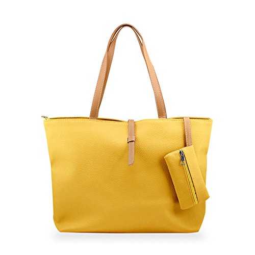 GEARONIC TM Shoulder Bags Korean Lady Women PU Leather Handbag Tote Bag (Yellow)