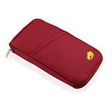 GEARONIC TM Travel Wallet Slim Organizer Security Theft Proof For Money Phone Documents Passport Holder Clutch Women Men Family Leather Zipper Wine Red