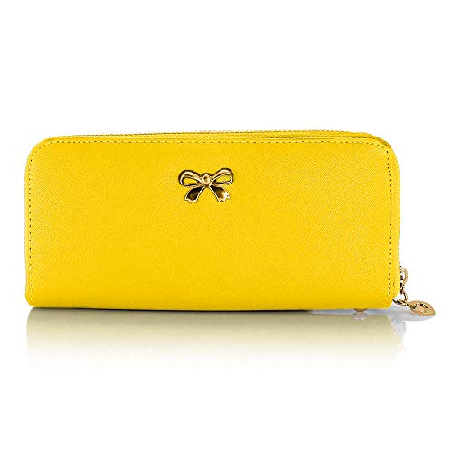 GEARONIC TM Women Wallet Long Clutch Faux Leather Card Holder Fashion Hand Purse Lady Woman Handbag Bag Yellow