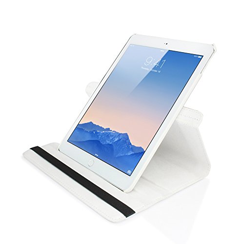 GEARONIC TM for Apple iPad Air 2 360 Degree Rotating Stand Smart Cover PU Leather Swivel Case - White