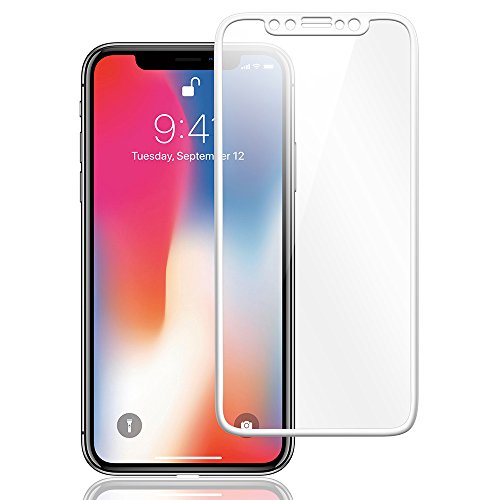 Screen Protector Glass Premium Tempered Glass Film Cover Compatible with Apple iPhone X 10 5.8 Inch - Full Coverage 3D Edge to Edge Protection 9H Hardness