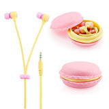 GEARONIC TM Cute 3.5mm in Ear Earphones Earbuds Headset with Macaroon Ear Buds Organizer Box Case for iPhone,for Samsung,for Mp3 iPod Pc Music - Pink