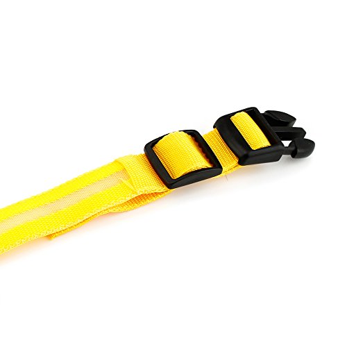 GEARONIC TM Extra Large LED Lights Color Light Up Pet Dog Cat Night Safety Waterproof Nylon Neck Adjustable Collar - Yellow