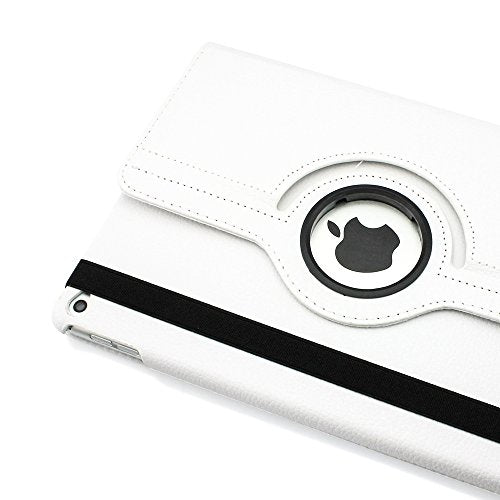 GEARONIC TM for Apple iPad Air 2 360 Degree Rotating Stand Smart Cover PU Leather Swivel Case - White