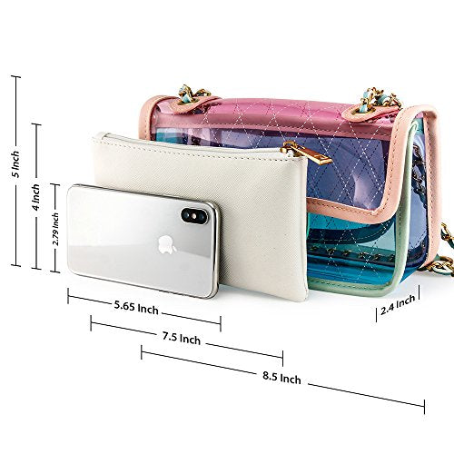 Women Transparent PVC Plastic Cross body Durable Summer Shoulder Bag Clear Jelly Purse - Pink