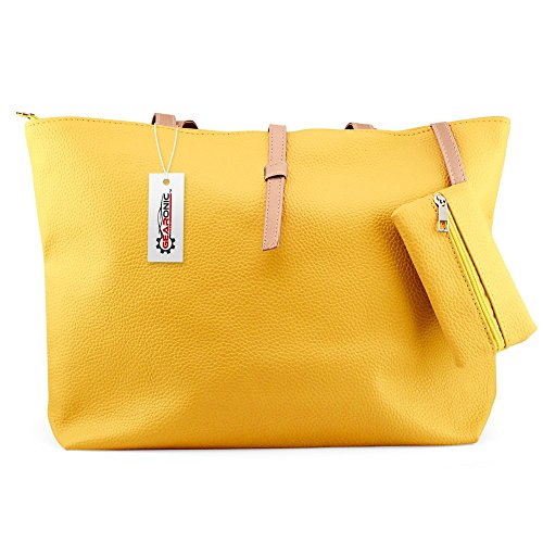 GEARONIC TM Shoulder Bags Korean Lady Women PU Leather Handbag Tote Bag (Yellow)