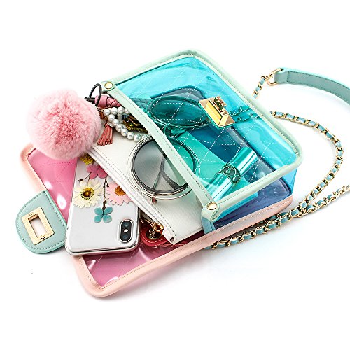 Women Transparent PVC Plastic Cross body Durable Summer Shoulder Bag Clear Jelly Purse - Pink