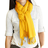 Soft Pashmina Scarf for Women Shawl Wrap Scarves Lady Women's Scarfs in Solid Colors - Yellow