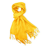 Soft Pashmina Scarf for Women Shawl Wrap Scarves Lady Women's Scarfs in Solid Colors - Yellow