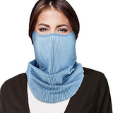 Winter Neck Gaiter Warmer Face Scarf Cover Dust Sun Protection Windproof Mask for Ourdoor Activity- Light Blue