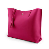 OCT17 Women Tote Bag - Tassels Faux Leather Shoulder Handbags, Fashion Ladies Purses Satchel Messenger Bags - Hot Pink