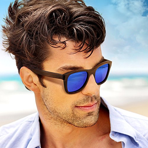 Oct17 Bamboo Wood Wooden Polarized Lens Sunglasses Real Eyewear Sunglass Men Women - Silver