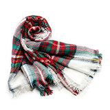 Plaid Scarfs for Women Pashmina Tartan Wrap Large Warm Blanket Soft Shawl Checked Winter Fall Scarfs Scarves for Woman - Xmas