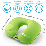 Inflatable Air Pump Travel Neck Pillow Comfortable U-Shape Airplane Support Cushion Flight - Green