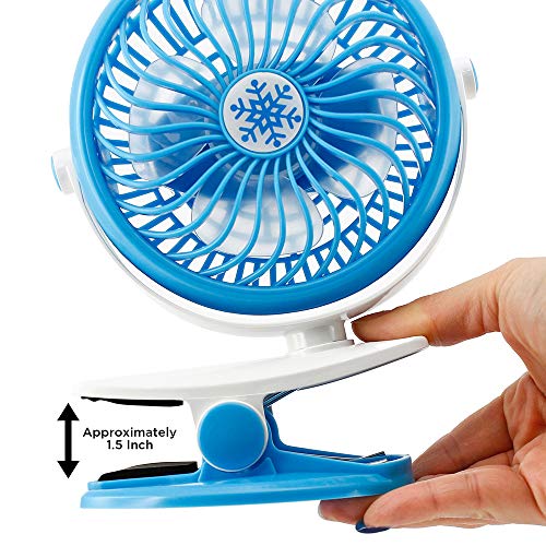 Portable Stroller Table Fan Rechargeable Battery USB Mini Battery Operated Clip on Mini Desk Fan For Home Office Baby Stroller Car Laptop Study Gym Camping Tent - Blue