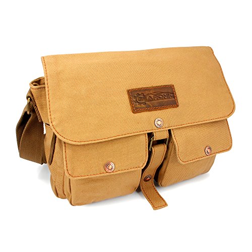 GEARONIC Men's Vintage Canvas Satchel School Military Shoulder Messenger Crossbody Bag ?