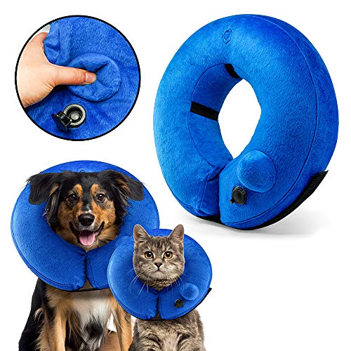 Oct17 Protective Self Inflatable Collar Soft Cone After Surgery Recovery for Pets Dogs Cats - XL