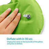 Inflatable Air Pump Travel Neck Pillow Comfortable U-Shape Airplane Support Cushion Flight - Green