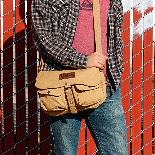 GEARONIC Men's Vintage Canvas Satchel School Military Shoulder Messenger Crossbody Bag ?