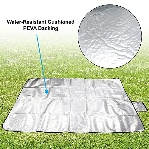 Oct17 Extra Large Picnic Blanket Outdoor Water-Resistant Foldable Beach Mat Sleeping Pads for Camping Hiking Rug Spring Summer Grass (Mixblue)