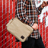 Men's Vintage Canvas Crossbody Bag Shoulder Casual Handbag School Messenger Bags Satchel - Khaki