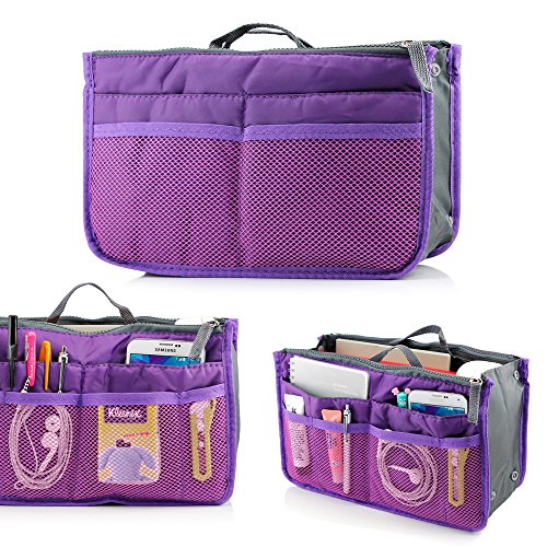 GEARONIC TM Lady Women Travel Insert Organizer Compartment Bag Handbag Purse Large Liner Tidy Bag - Purple