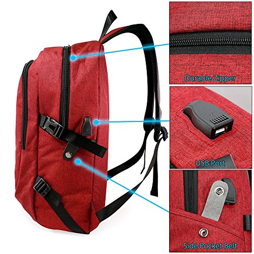 Business Laptop Backpack, Slim Anti Theft Computer Bag, Water-resistent Headphone Port, USB Charging Port Fits UNDER 17