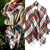 Plaid Scarfs for Women Pashmina Tartan Wrap Large Warm Blanket Soft Shawl Checked Winter Fall Scarfs Scarves for Woman - Xmas